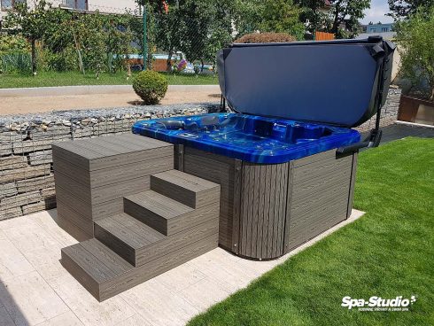 Luxurious outdoor whirlpool for a house as well as a terrace in colour Dark Blue by the seller SPA-Studio®.
