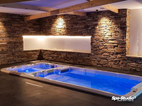 SWIM SPA by SPA-Studio® is a specific model of the swimming pool with counterflow combined with a whirlpool part, so any family member can find the right place there.