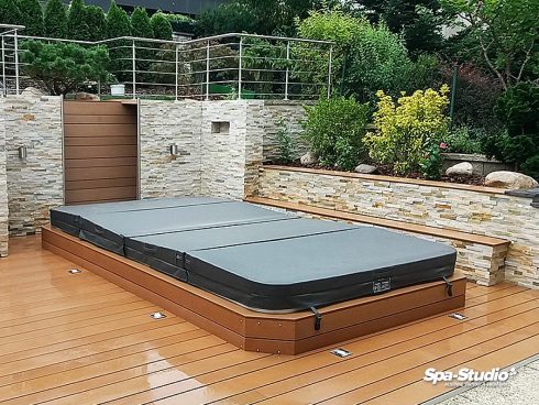Pool for a garden by the seller SPA-Studio® with a possibility of full-value swimming with counterflow even with use of a whirlpool part for immediate relaxation and fun with all your family.